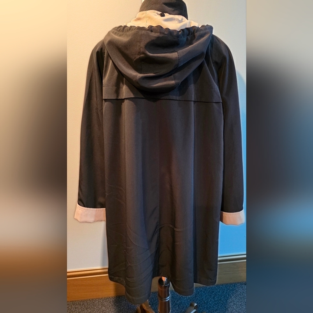 492 Gallery New York Womens Plus Size 1X Water-Resistant Hooded Rain Coat Jacket - Picture 4 of 11